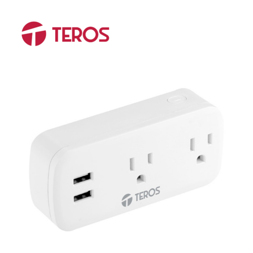Tomacorriente Inteligente TEROS TE9102W, 2 Tomas, 2 USB, Wi-Fi, Blanco | TE9102W