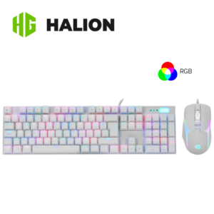 Kit Gaming Halion Damon HA-863C, Teclado + Mouse, Switch Red, RGB, Blanco | HA-863C