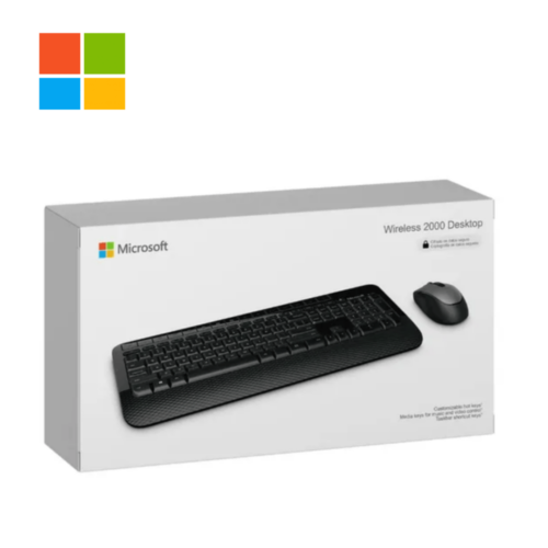 Kit Teclado y Mouse Inalámbrico Wireless Desktop 2000, USB, Negro