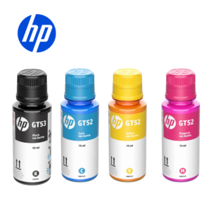 Pack de 4 Botellas de Tinta HP GT53/GT52 Original, Negro/Cian/Magenta/Amarillo