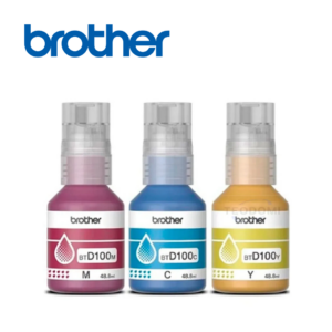 Tripack Botellas de Tinta Brother BTD100CL3PK (Cian/Magenta/Amarillo), 5000 Páginas (al 5%), Compatible con Serie T | BTD100CL3PK