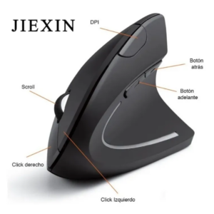 Jiexin Mouse Recargable, Negro, USB | vertical