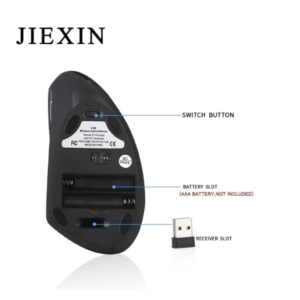 Jiexin Mouse Recargable, Negro, USB | vertical