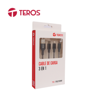 Cable USB Teros (TE-70210W), tipo A a tipo C/Lightning/Micro USB, 3,5 A, 17,5 W máx., Gris | TE-70210W