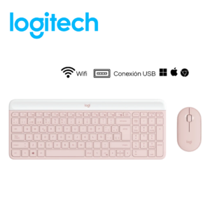 Kit teclado y mouse inalámbrico Slim Logitech MK470, USB, Rose | 920-011312