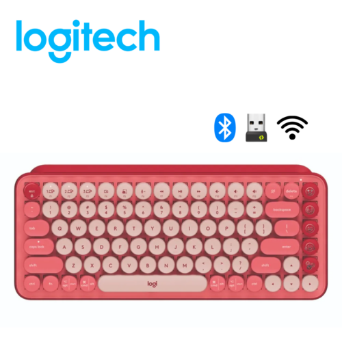 H151-1-44-1.png Teclado Logitech Pop Keys Multi-Device Wireless/BT Coral Rose | 920-010715