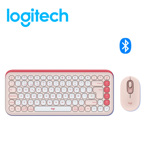 Teclado Logitech + Mouse Pop Icon Bluetooth/Wireless SP / Copilot / Rose | 920-013053