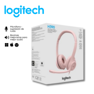 H151-1-9-2.png Audífono c/micrófono Logitech H390, USB, cancelación de ruido, rosado | 981-001280